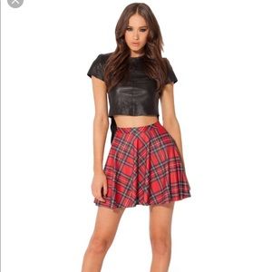 BlackMilk Tartan Red Skater Skirt